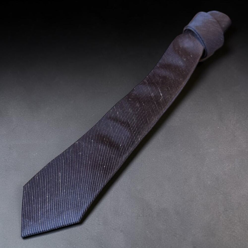 The Tie Bar Necktie Mens Blue Skinny Silk Linen Blend Size 57”